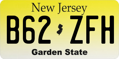 NJ license plate B62ZFH