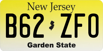 NJ license plate B62ZFO