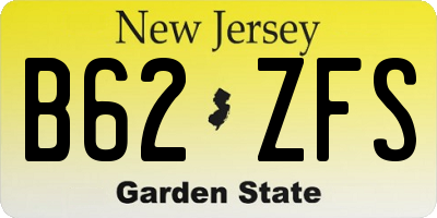 NJ license plate B62ZFS