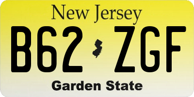 NJ license plate B62ZGF
