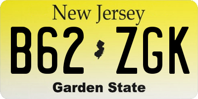 NJ license plate B62ZGK