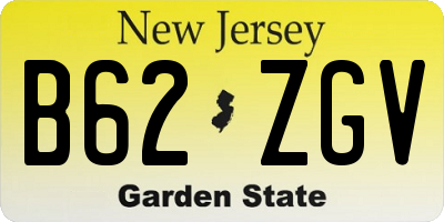 NJ license plate B62ZGV