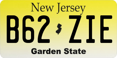 NJ license plate B62ZIE