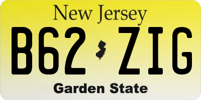 NJ license plate B62ZIG