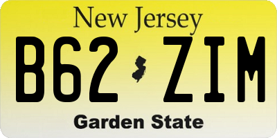 NJ license plate B62ZIM