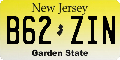 NJ license plate B62ZIN