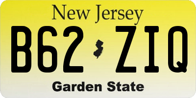 NJ license plate B62ZIQ