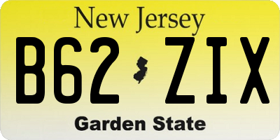 NJ license plate B62ZIX