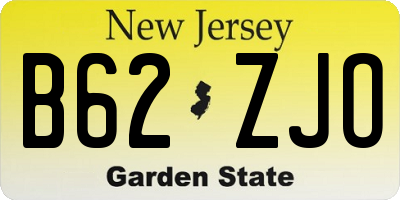 NJ license plate B62ZJO