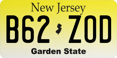 NJ license plate B62ZOD