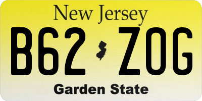 NJ license plate B62ZOG
