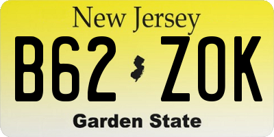 NJ license plate B62ZOK