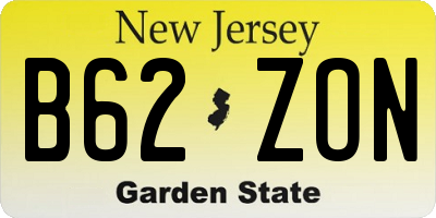 NJ license plate B62ZON