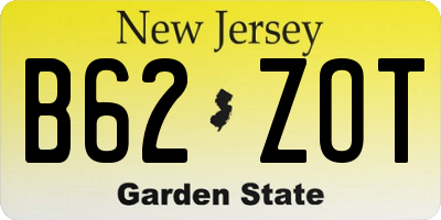 NJ license plate B62ZOT