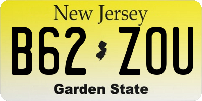 NJ license plate B62ZOU