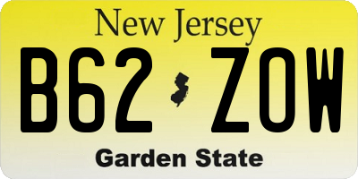 NJ license plate B62ZOW