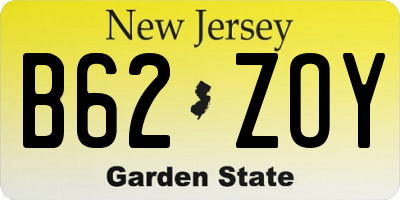 NJ license plate B62ZOY