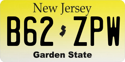 NJ license plate B62ZPW