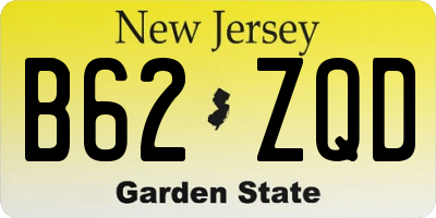 NJ license plate B62ZQD