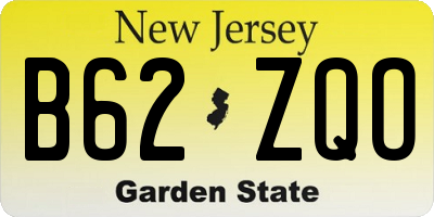 NJ license plate B62ZQO