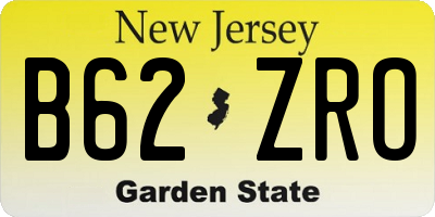 NJ license plate B62ZRO
