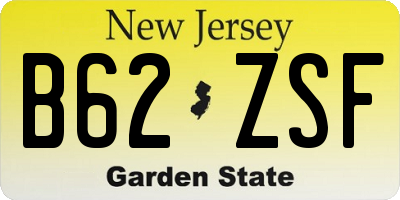NJ license plate B62ZSF