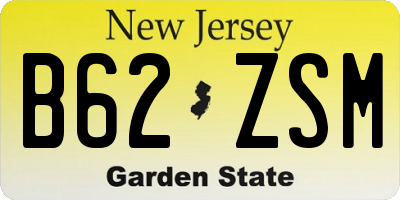 NJ license plate B62ZSM