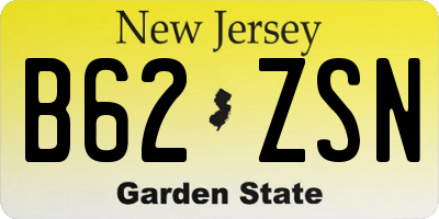 NJ license plate B62ZSN