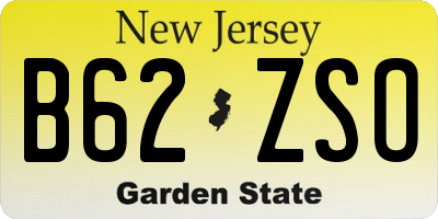 NJ license plate B62ZSO