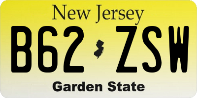 NJ license plate B62ZSW