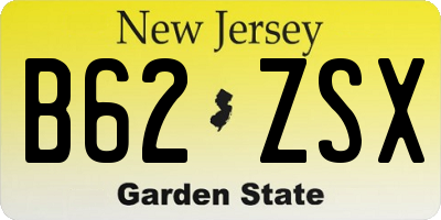 NJ license plate B62ZSX