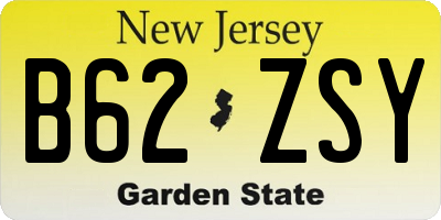 NJ license plate B62ZSY