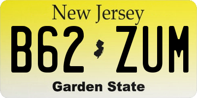 NJ license plate B62ZUM