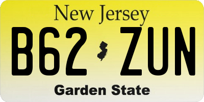 NJ license plate B62ZUN