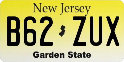 NJ license plate B62ZUX