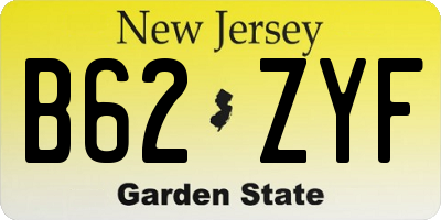 NJ license plate B62ZYF