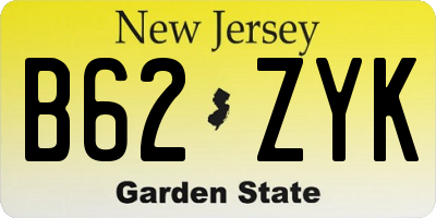NJ license plate B62ZYK
