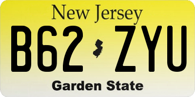 NJ license plate B62ZYU