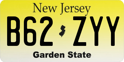 NJ license plate B62ZYY