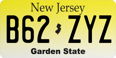 NJ license plate B62ZYZ