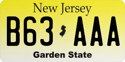 NJ license plate B63AAA