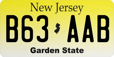NJ license plate B63AAB