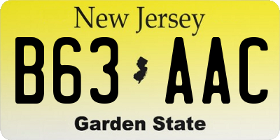 NJ license plate B63AAC