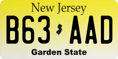 NJ license plate B63AAD