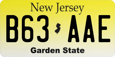 NJ license plate B63AAE