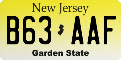NJ license plate B63AAF
