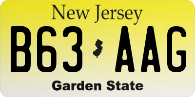NJ license plate B63AAG