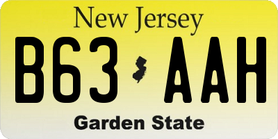 NJ license plate B63AAH