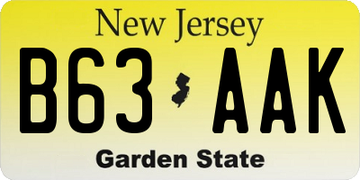 NJ license plate B63AAK