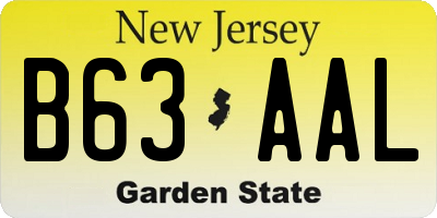 NJ license plate B63AAL